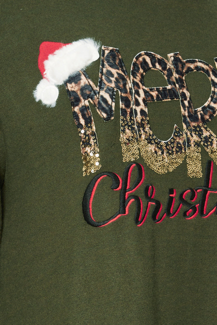'Merry Christmas' Sequin Embellished Sweatshirt