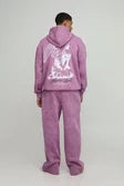 Oversized Graphic Washed Zip Through Hoodie