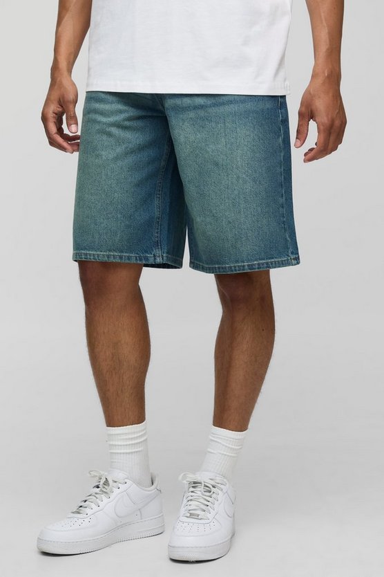 Baggy Fit Washed Denim Shorts