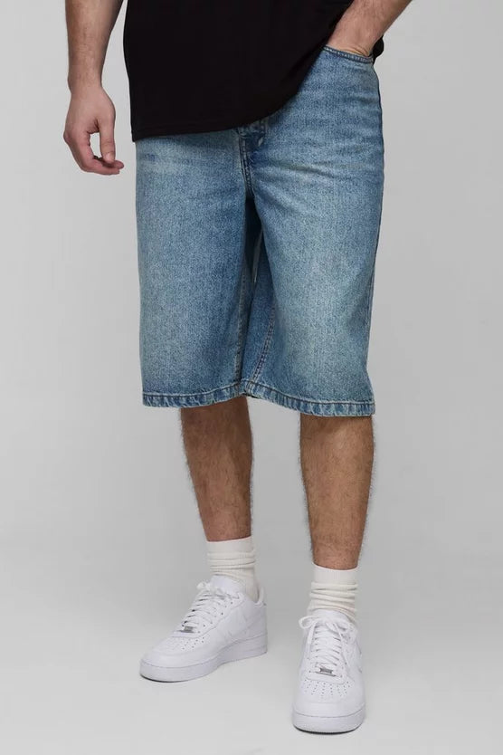 Tall Relaxed Fit Jorts with Pleat Waist Detail