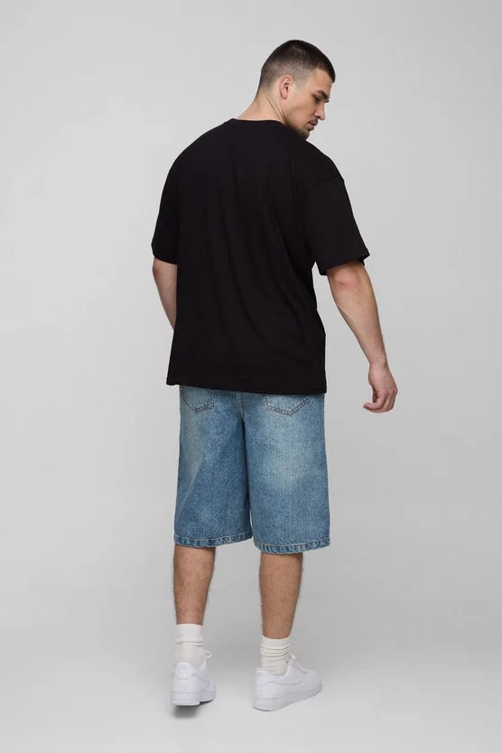 Tall Relaxed Fit Jorts with Pleat Waist Detail