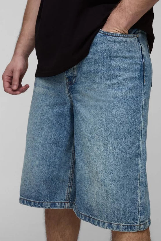 Tall Relaxed Fit Jorts with Pleat Waist Detail