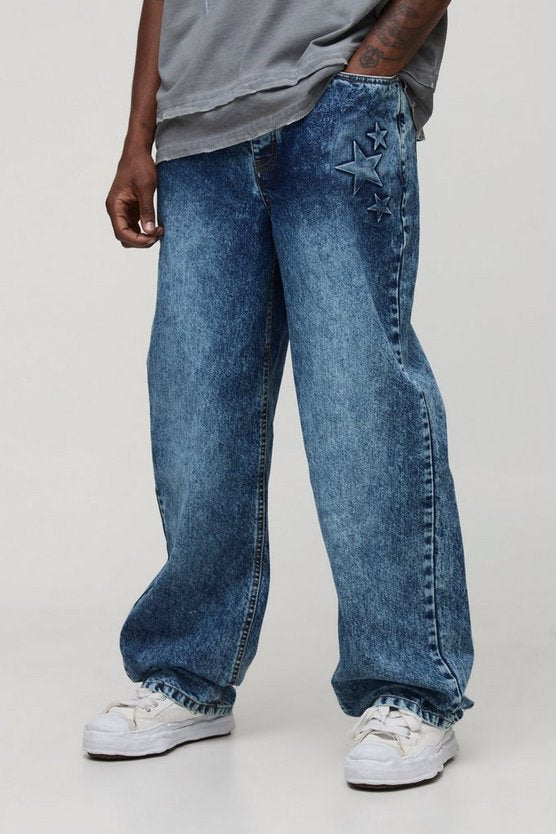 Tall Star Embossed Relaxed Fit Jeans