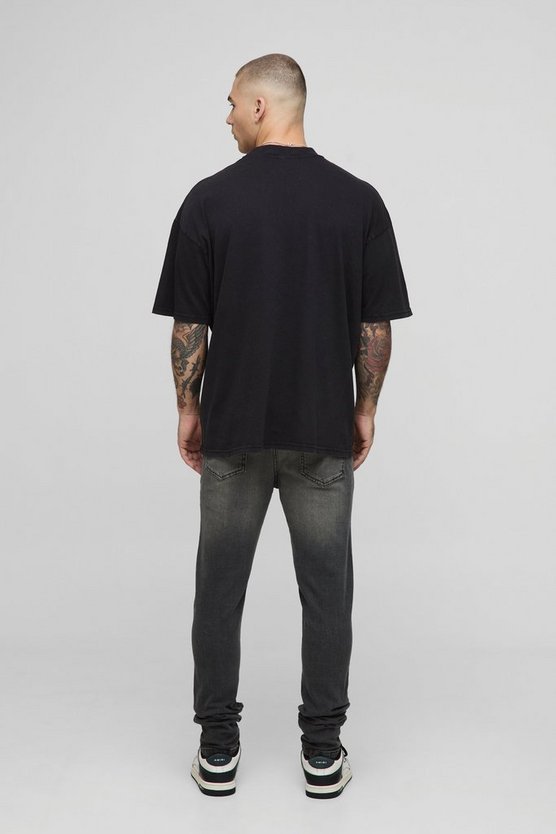 Black Oversized Extended Neck BM Crest T-Shirt