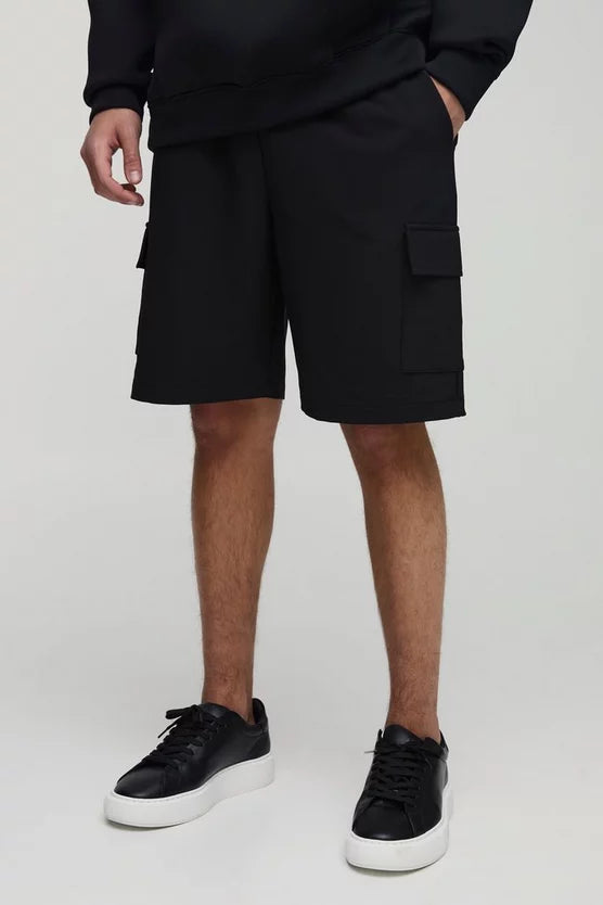Elasticated Waist Relaxed Technical Stretch Cargo Shorts