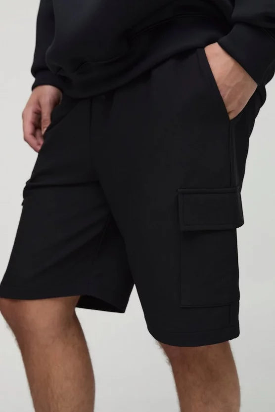 Elasticated Waist Relaxed Technical Stretch Cargo Shorts