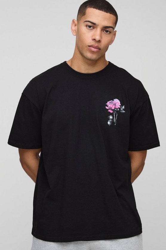 Oversized Rose Print Official T-Shirt