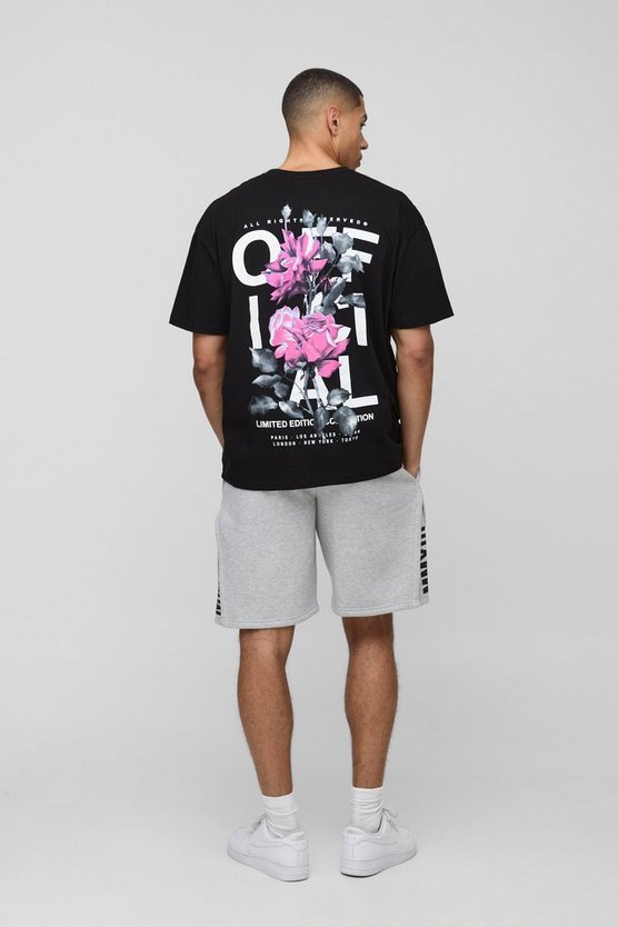 Oversized Rose Print Official T-Shirt
