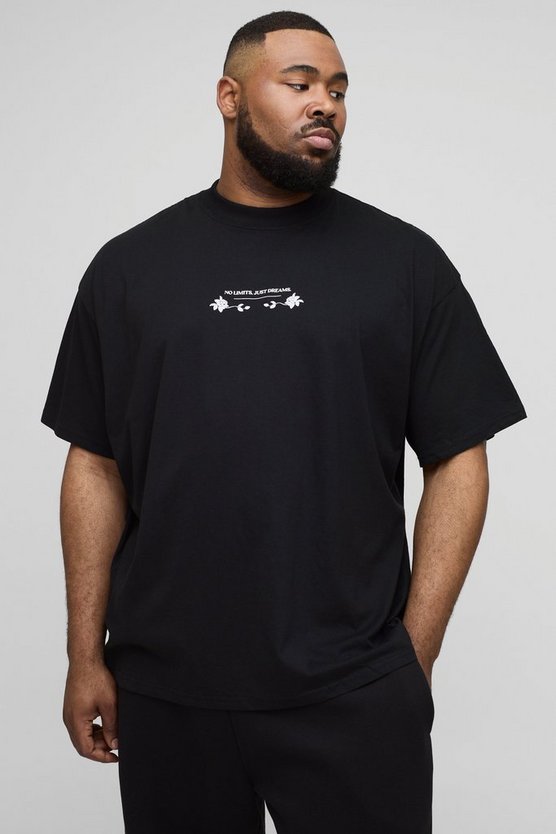 Plus Oversized Extended Neck Floral Print T-Shirt