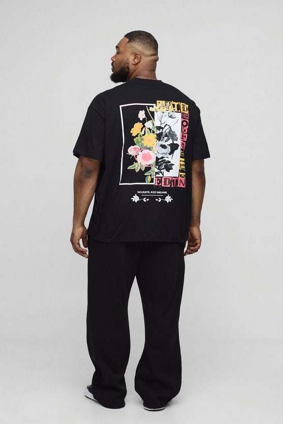 Plus Oversized Extended Neck Floral Print T-Shirt