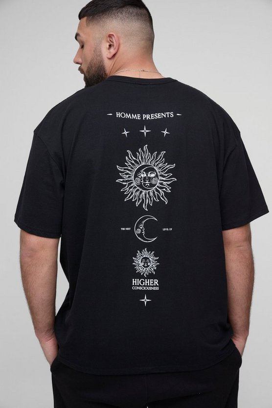 Plus Oversized Homme Higher Consciousness Print T-Shirt