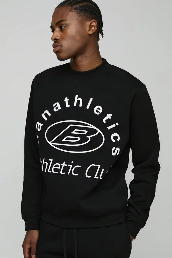 Regular Athletic Club Printed Extended Neck Sweatshirt