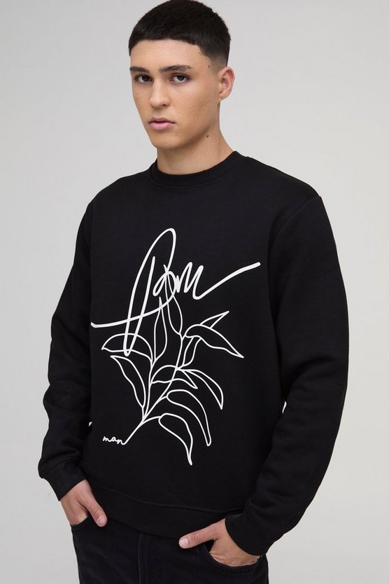 Regular Fit BM Floral Printed Sweatshirt
