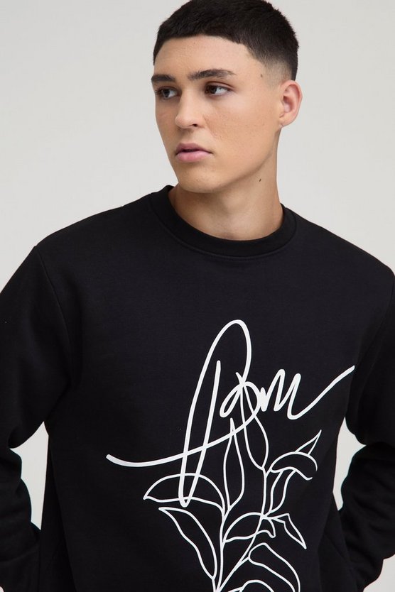 Regular Fit BM Floral Printed Sweatshirt