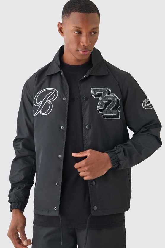 Varsity Badge Collared Coach Jacket