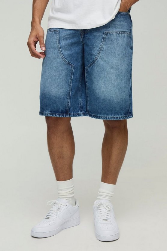 Regular Fit Blue Washed Carpenter Denim Jorts