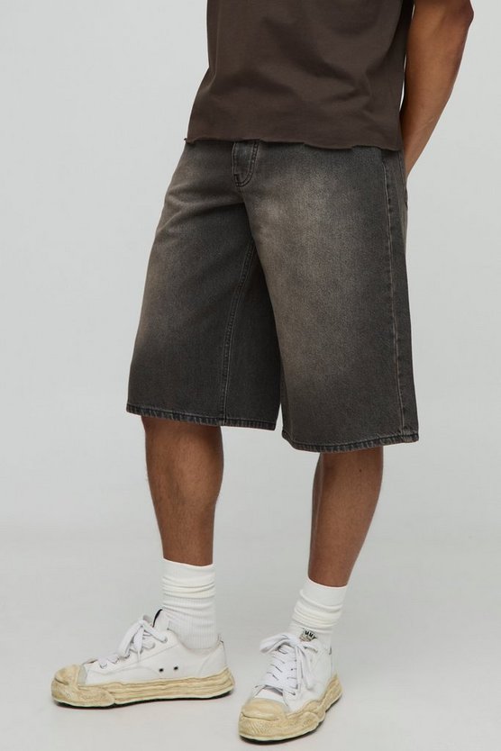 Longline Washed Tinted Denim Jorts