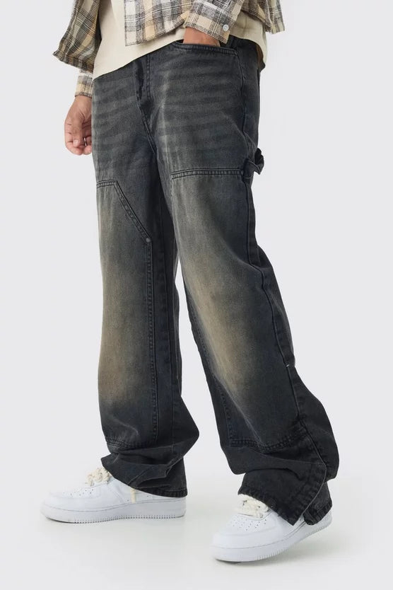 Relaxed Fit Carpenter Jeans With Split Hem