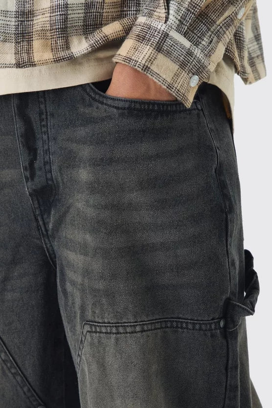 Relaxed Fit Carpenter Jeans With Split Hem