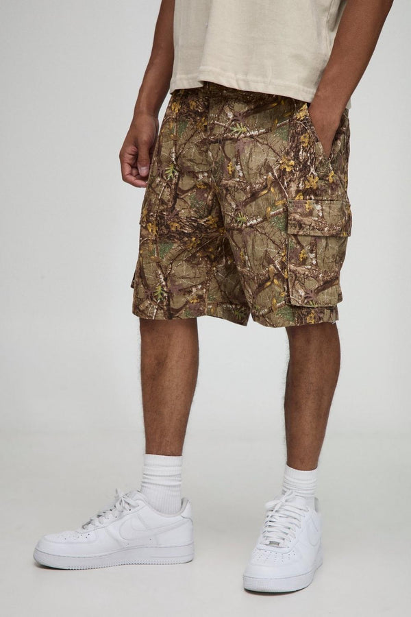 Baggy Fit Forest Camo Cargo Shorts