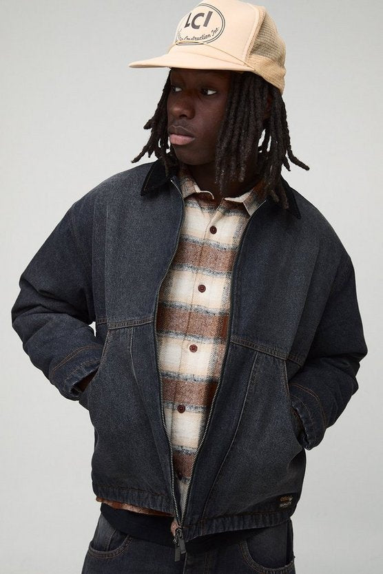 Oversized Boxy Washed Panelled Denim Jacket