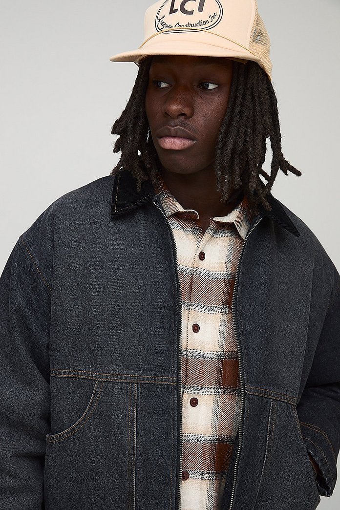 Oversized Boxy Washed Panelled Denim Jacket