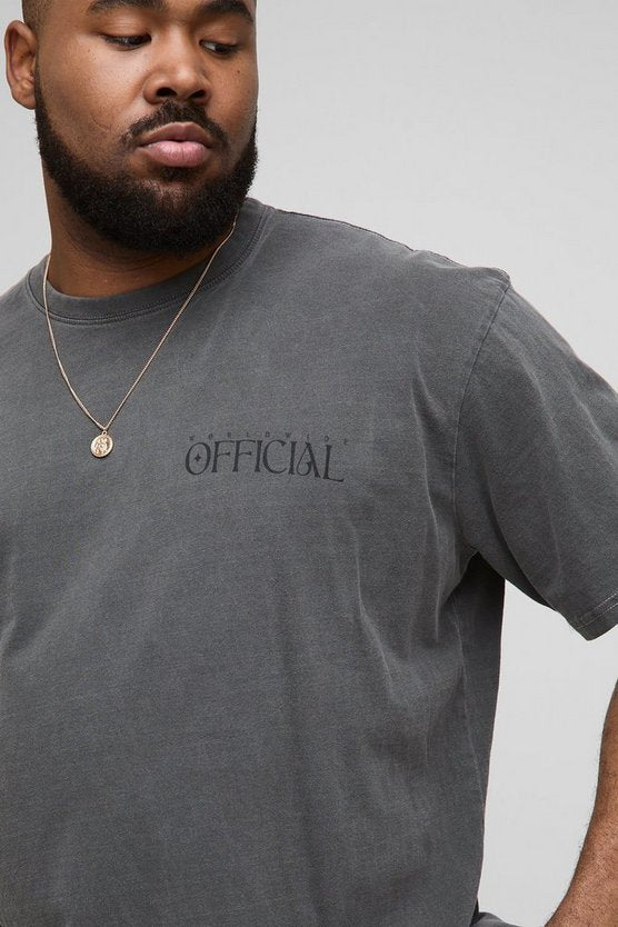 Plus Oversized Washed Official Floral Print T-Shirt