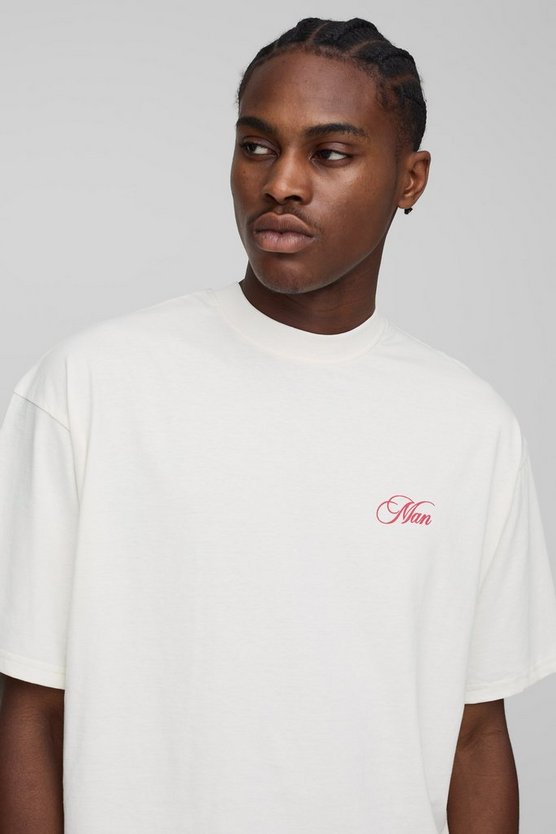 Ecru Oversized Boxy Extended Neck Car Graphic T-Shirt
