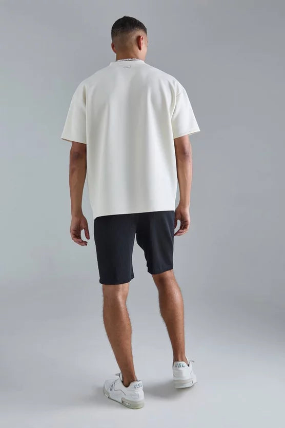 Oversized Floral Line Drawing Scuba T-shirt