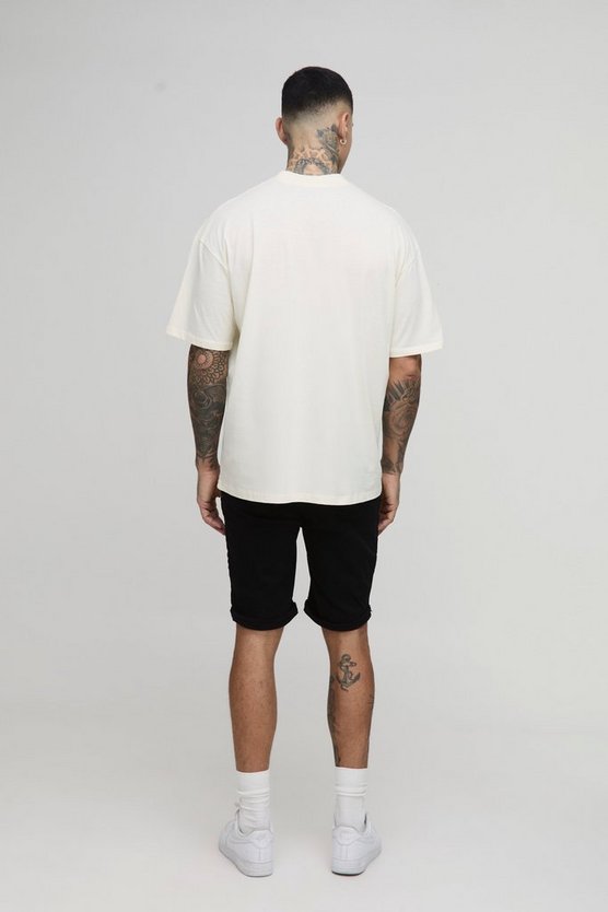 Tall Oversized Extended Neck Mountain Shadow Print T-shirt