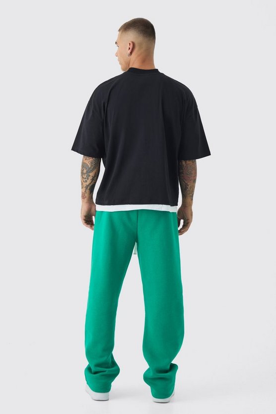 Oversized Graphic Faux Layer T-Shirt And Jogger Set
