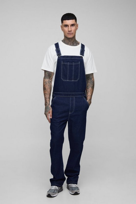 Tall Straight Leg Contrast Stitch Dungarees