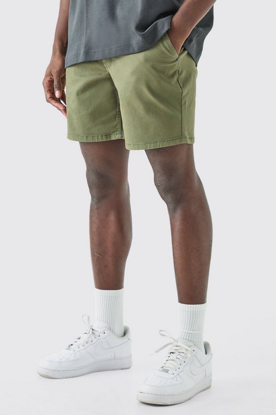 Fixed Waist Slim Fit Chino Shorts