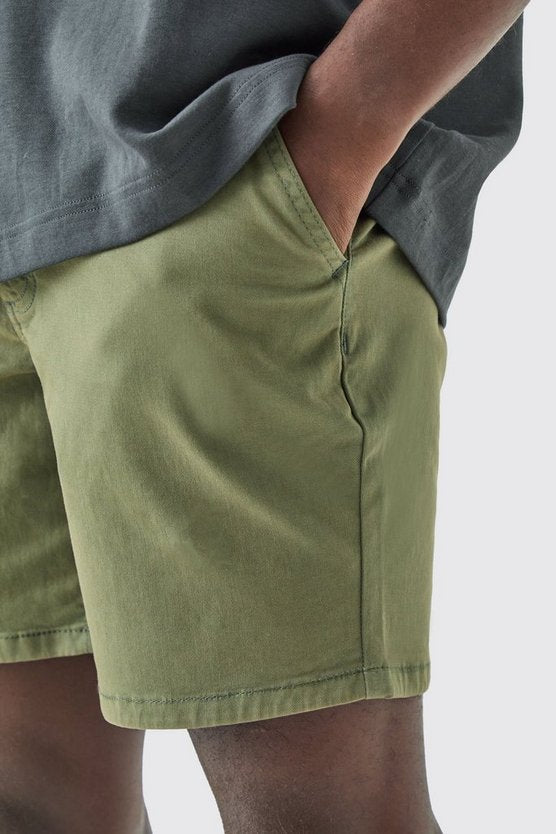 Fixed Waist Slim Fit Chino Shorts