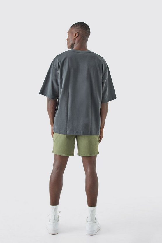 Fixed Waist Slim Fit Chino Shorts
