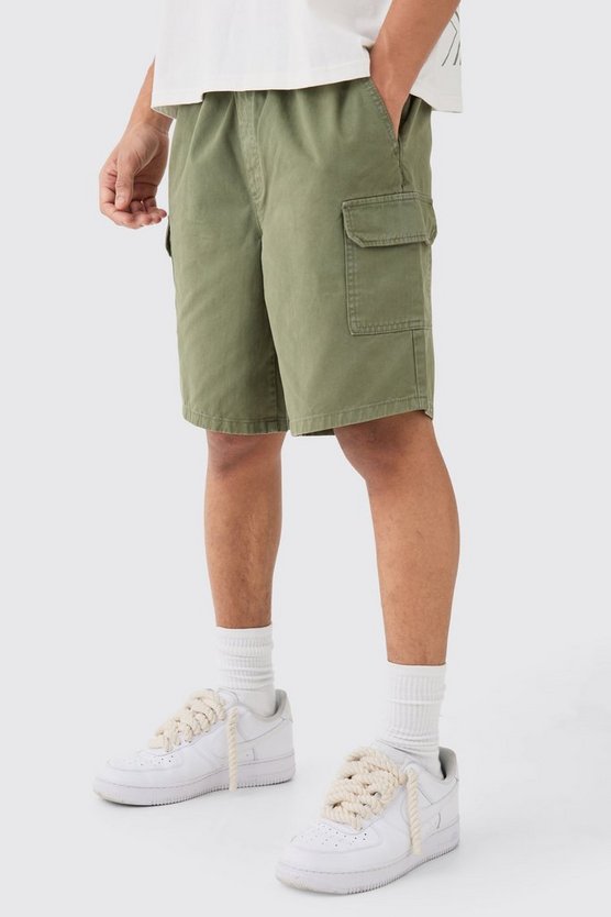 Relaxed Fit Elasticated Waist Cargo Shorts