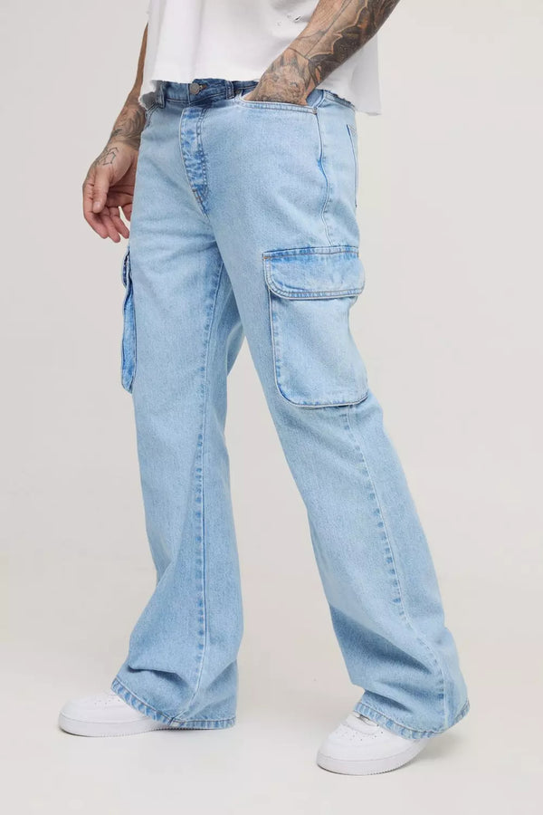 Tall Relaxed Rigid Flare Cargo Jeans