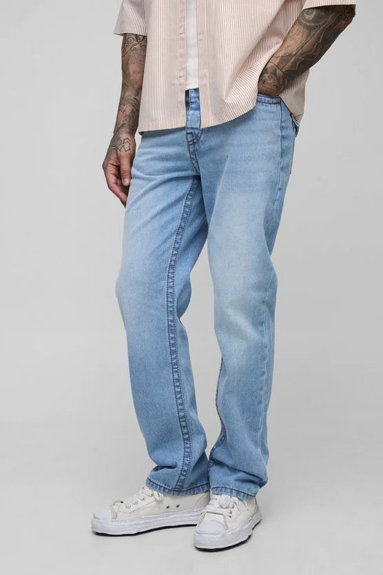 Tall Chunky Contrast Stitch Straight Leg Jeans