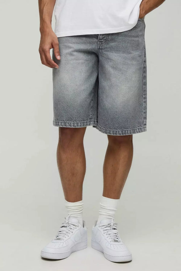 Denim Jorts In Stonewashed Grey