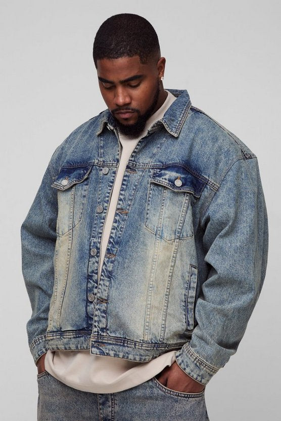 Plus Stonewash Boxy Oversized Denim Jacket