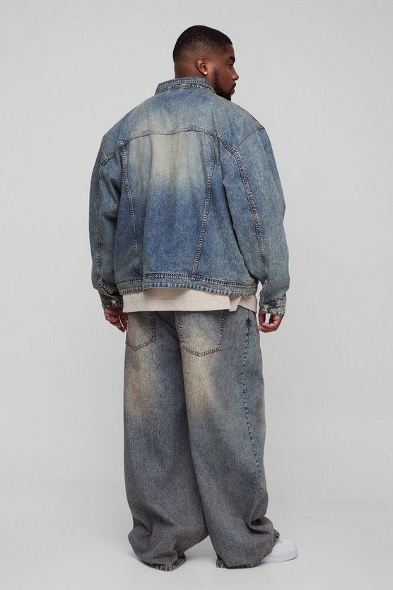 Plus Stonewash Boxy Oversized Denim Jacket