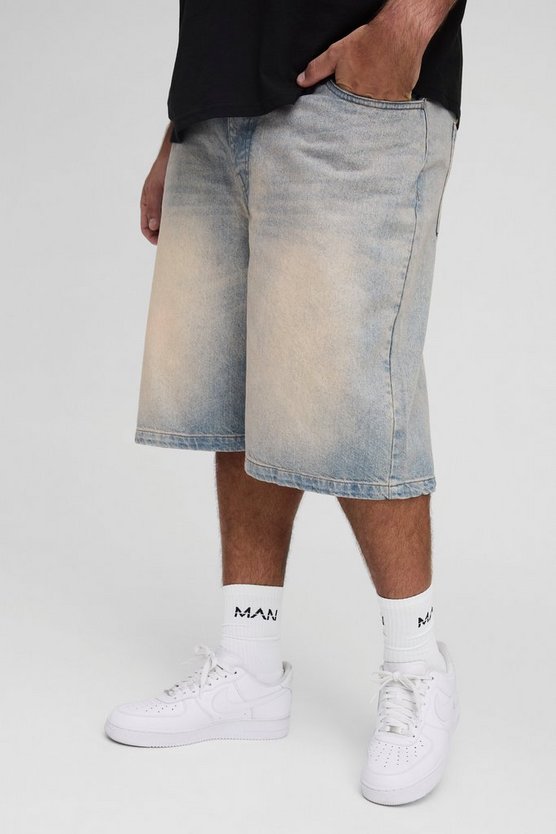 Plus Stonewash Relaxed Fit Jorts