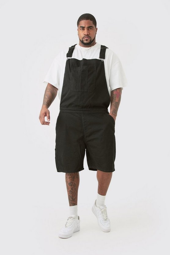 Plus Dungaree Short In True Black