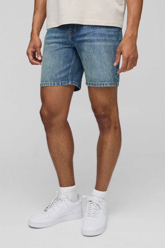 Slim Rigid Vintage Blue Denim Shorts