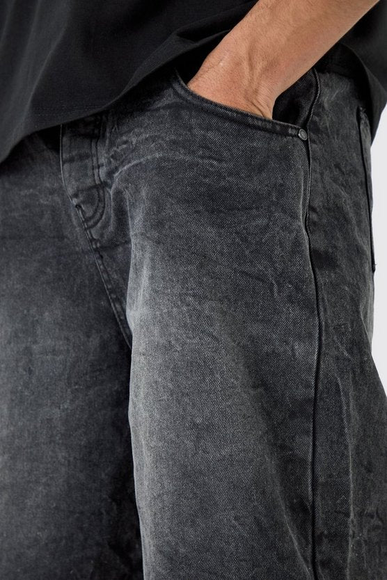 Denim Jorts In Washed Black
