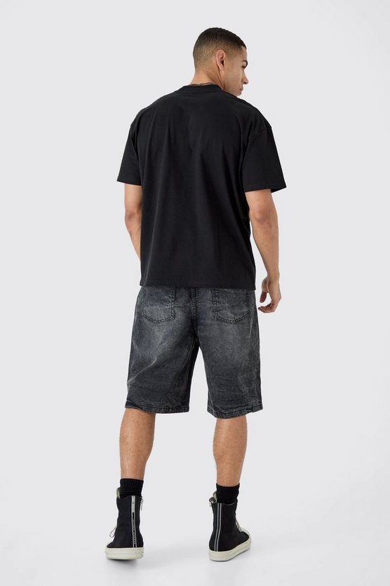 Denim Jorts In Washed Black