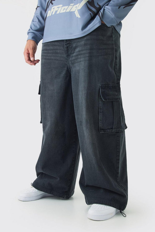 Plus Denim Cargo Parachute Jeans