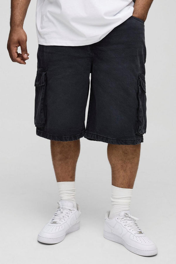 Plus Relaxed Cargo Denim Jorts