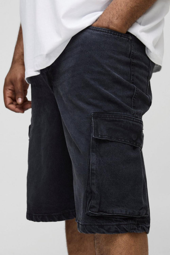 Plus Relaxed Cargo Denim Jorts