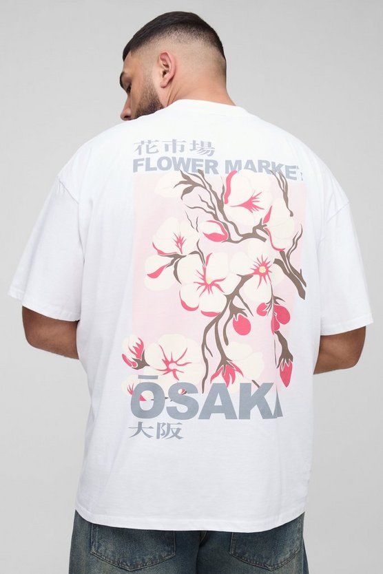 Plus Osaka Cherry Blossom Graphic Oversized T-Shirt